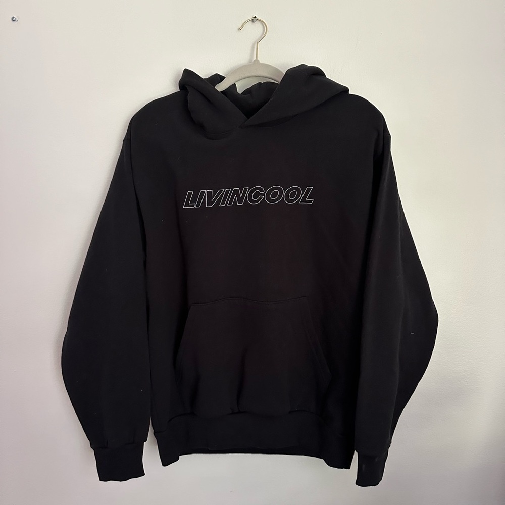 LIVIN COOL Slick Outline Black Pullover Hoodie Men Women’s Medium NWOT